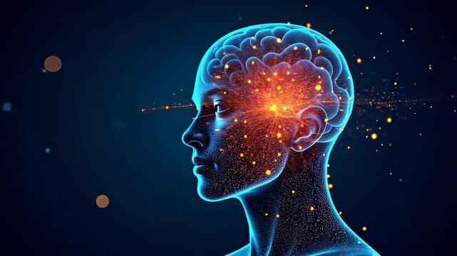 Abstract background neural, brain simulation, cognitive research. Neural innovation. Synapses fire under stress conditions. Brain plasticity enhances learning capabilities. Neural networks predict