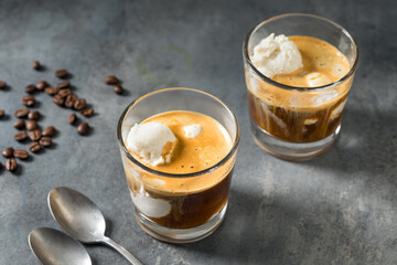 Homemade Coffee Affogato Gelato Ice Cream