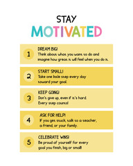 Stay Motivated Inspirational Quote Poster – Minimalist Motivational Wall Art Print for Home Office Decor