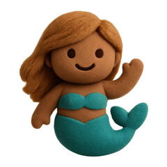 PNG Cute plush mermaid toy waving.