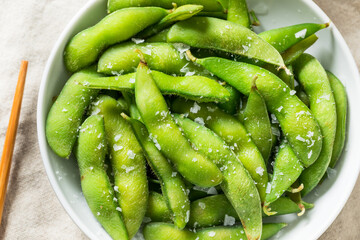 Healthy Japanese Edamame Pods with Sea Salt