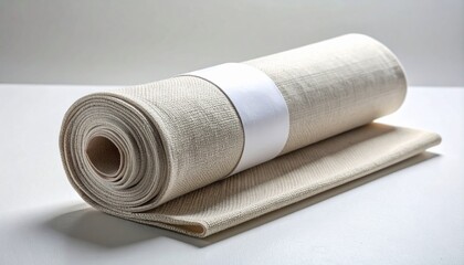 Fototapeta premium Rolled Fabric with Center-Aligned Paper Band for Branding