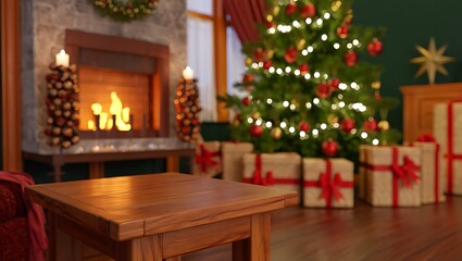 Cozy Christmas Fireplace and Tree Festive Holiday Scene
