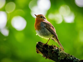 Rotkehlchen im frühsommer auf einem Ast