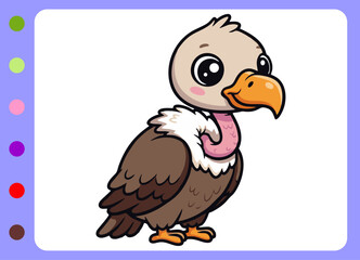 Cute little vulture  cartoon illustration.cartoon unicorn  vector illustration
