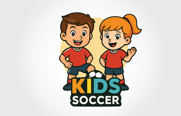 Kids Soccer Cartoon Character logo Template