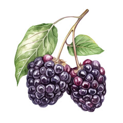 Mulberry Slice, watercolor painting vector, isolated on a white background.