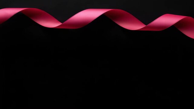 Fond abstrait noir et ruban rose en haut

