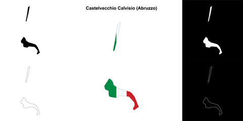Castelvecchio Calvisio (Abruzzo) outline map set