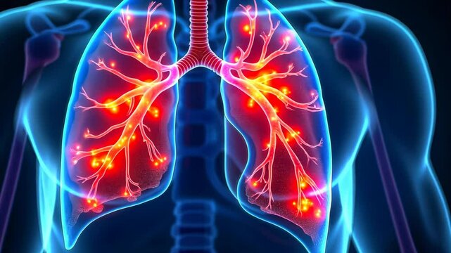 Lung cancer, tumor growth, symptom detection. Health monitoring. Symptoms manifest rapidly. Cancer cells proliferate unchecked. Diagnosis improves survival rates.