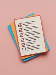  Stack of Checklists on Colored Paper &ndash; Flat Design Productivity Illustration