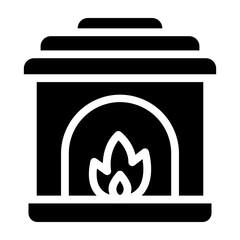 Fireplace Vector Glyph Icon Design
