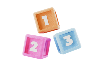 building blocks spelling 1 2 3 isolated on transparent background