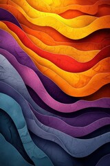 Vibrant abstract background of wavy textured layers in colorful hues