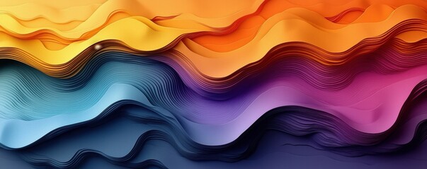 Abstract colorful wavy layers creating a seamless gradient texture art piece