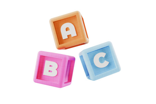 ABC alphabet building block cubes, on transparent background