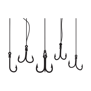 Fishing hook icons various shapes and sizes