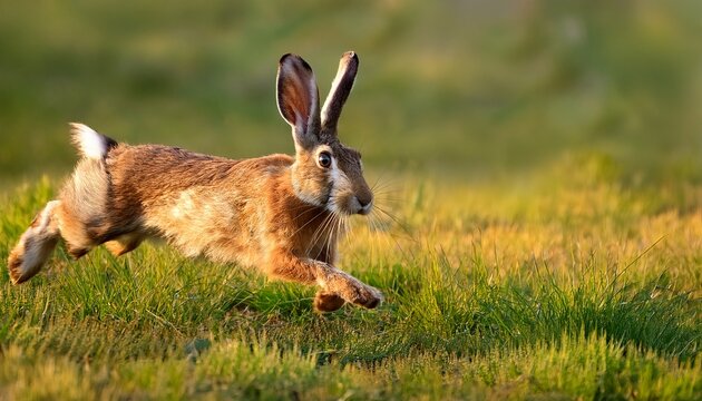 running rabbit in the grass