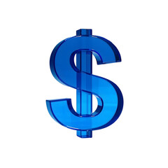 Shining Blue Dollar Sign Currency Symbol On Transparent Background