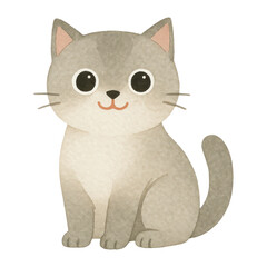 Fototapeta premium PNG Cute cartoon gray cat illustration.