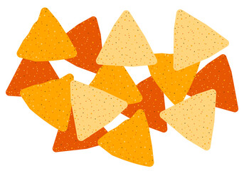 Cute cartoon nachos. Nachos. Traditional Mexican food. Corn tortilla chips. Tortilla chips or nachos tortillas