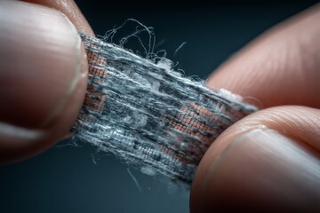 Close Up of Fingers Holding a Textile Sample to Inspect Fabric