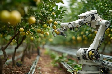 Robotic Arm Harvesting Citrus Fruit in Greenhouse Environment, Modern Agriculture Technology