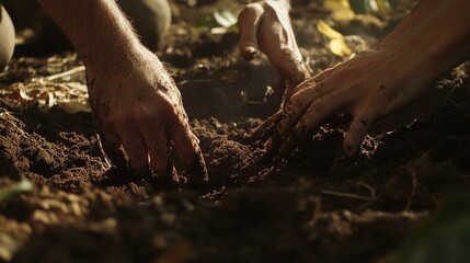  Hands nurturing soil for sustainable earth and ecological future