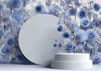 Pastel blue floral display podium