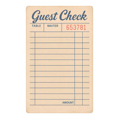 Plakat PNG Vintage restaurant guest check