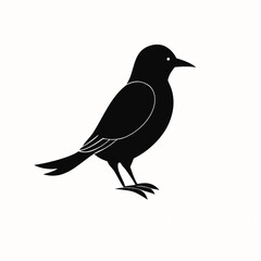 Obraz premium Minimalist Black Bird Silhouette Design on White Background with Inverted White Version – Ideal for Nature, Wildlife, and Halloween Crow Templates