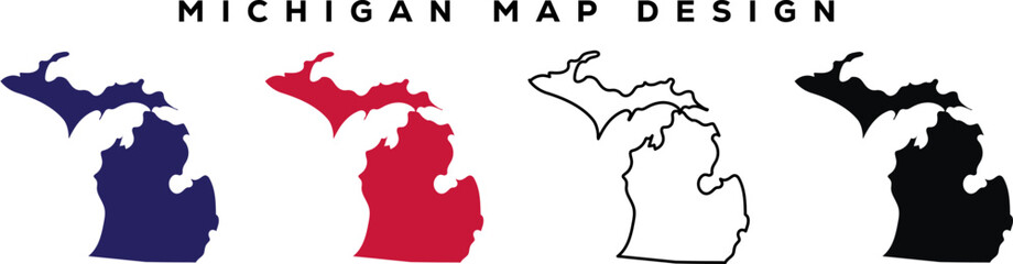 Minimal Michigan State Outline &ndash; Line Art Map Silhouette