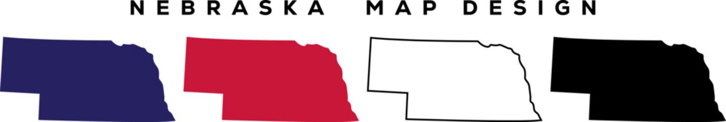Minimal Nebraska State Outline &ndash; Line Art Map Silhouette
