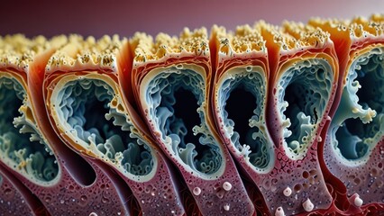 Macro View in Cross-Section of Artificial Cartilage with Internal Synthetic Tissue Layers

