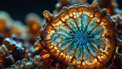 Conceptual Preservation of Bacterial Life in Amber-like Resin, Science Macro Background