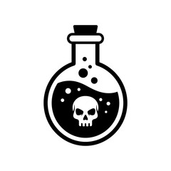 Halloween poison potion icon with skull design