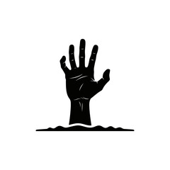 Vector icon of a spooky hand reaching up for Halloween