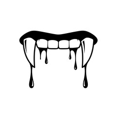 Vampire fangs dripping blood Halloween icon