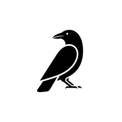 Black raven vector icon for Halloween decoration