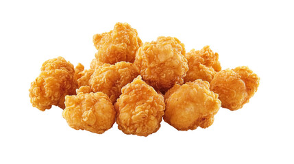Delicious crispy fried chicken popcorn on transparent background