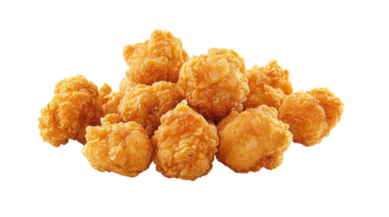 Delicious crispy fried chicken popcorn on transparent background