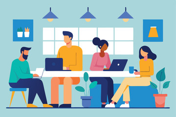 Diverse team collaboration modern office coworking space