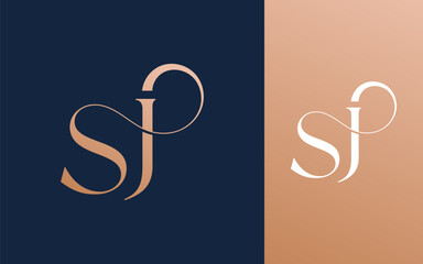 Initial letter SJ JS logo design vector illustration for couple, wedding, and business