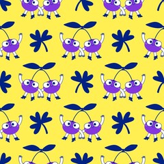 Summer fruit seamless cherry berry pattern for wrapping paper and fabrics