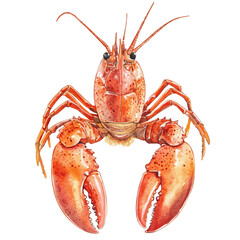 Lobster, watercolor drawing vector, isolated on a white background.
