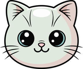 Obraz premium Cute Cat Face with Big Eyes Illustration Vector Design 