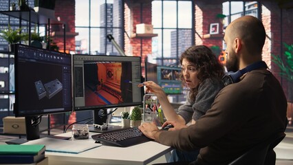 Game developers leverages AI chatbot and software to create Mars environment. Using generative artificial intelligence app utilizes deep learning and automation for futuristic game designs. Camera A. © DC Studio