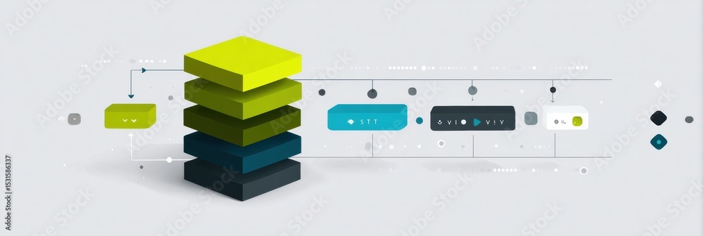 Leinwandbilder Visual Hierarchy Infographic Demonstrating App Design Concepts With Stacked Elements and Directional Arrow Guides for User Interface Clarity