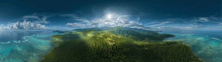 Obraz premium 360 degree hdr landscape view of tropical nature aerial perspective