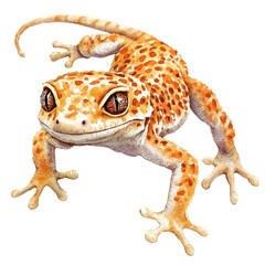 watercolor vector of Leopard Gecko, isolated on a white background.